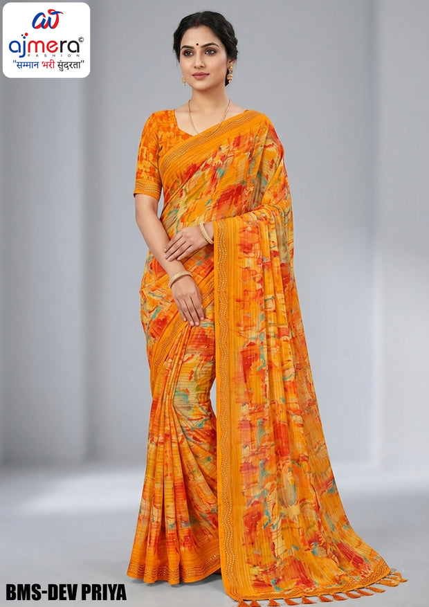 Weightless Print Loose Saree with Blouse for Premium Ethnic and Traditional Wear | BMS-DEV PRIYA