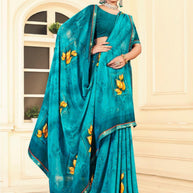 Classic Printed Saree with Blouse Piece for Timeless Traditional Style | PRM-DARK BABY
