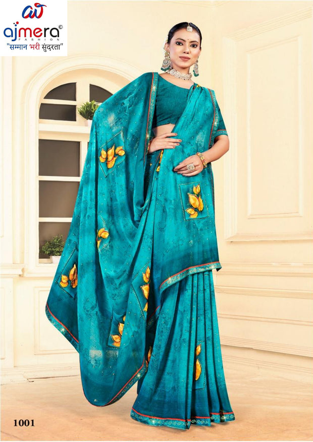 Classic Printed Saree with Blouse Piece for Timeless Traditional Style | PRM-DARK BABY