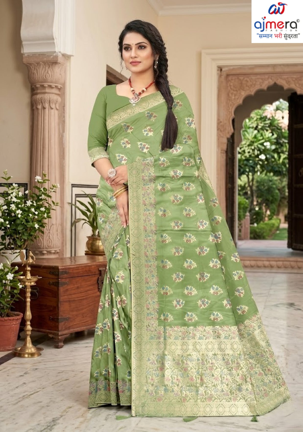 Luxury Jacquard Silk Saree with Blouse Piece for Wedding & Party Wear | RIK-MUMBA