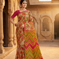 Printed Cotton Saree with Blouse Piece for Premium Ethnic and Traditional Wear | ASS-DIGITAL MOONGA FLOWER VOL-1