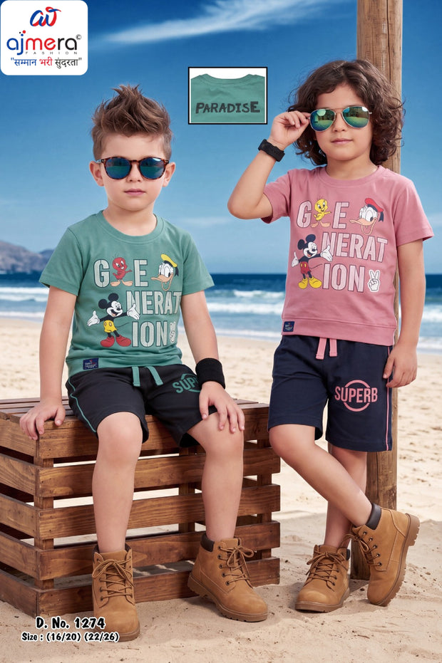 Wholesale Boys Printed T-Shirt & Pant Set | RMC-1274-22X26
