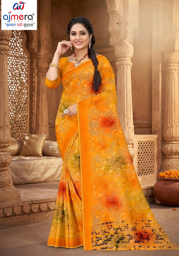 Exclusive Printed Saree with Blouse Piece for Elegant Ethnic Look | GLC-MAKHMALI