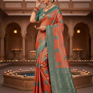 Premium Jacquard Silk Saree with Matching Blouse Piece for Ethnic Celebrations | SOJ-KUSHAL MANGAL