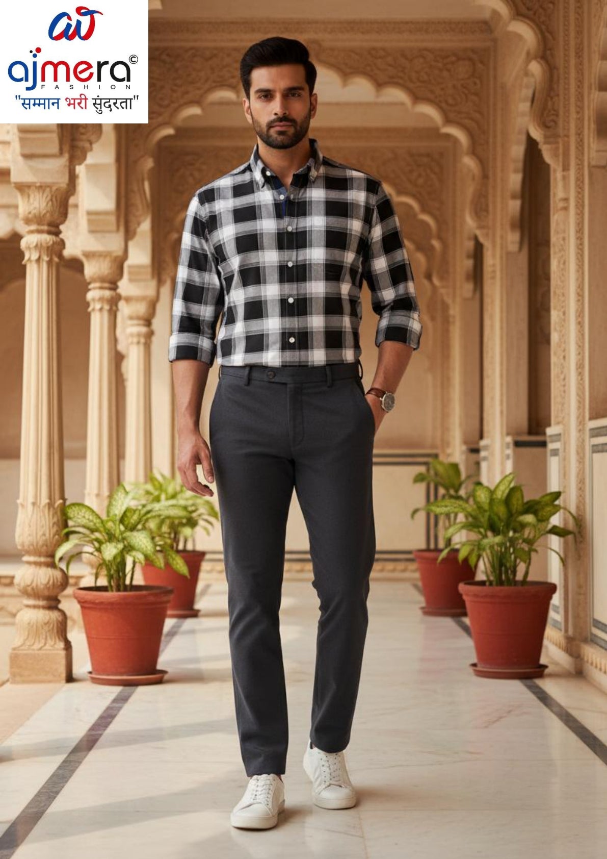Mens Shirt Bulk Supplier India for Retailers | AGM-COTTON CHECKS A-16