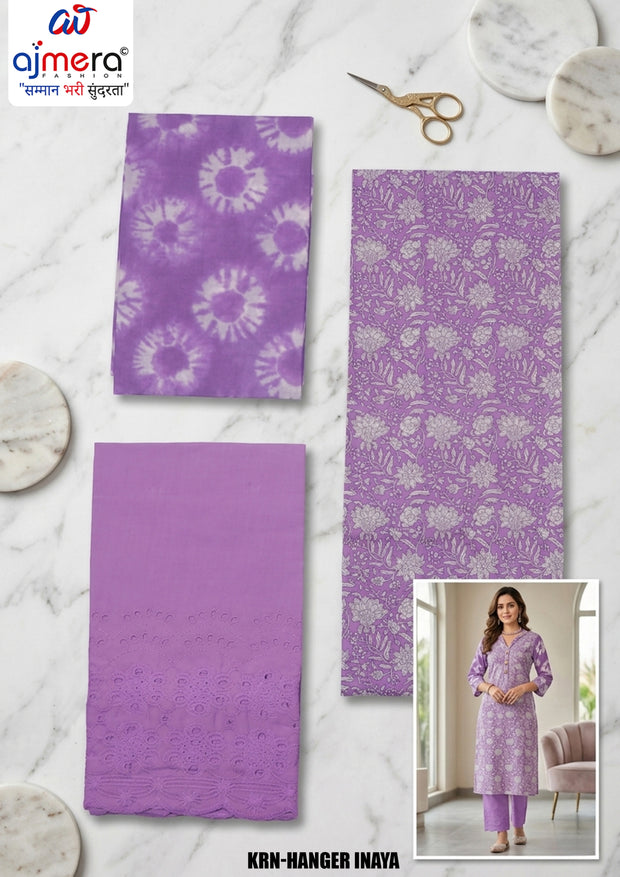 Premium Cotton Unstitched Suit Set | KRN-HANGER INAYA