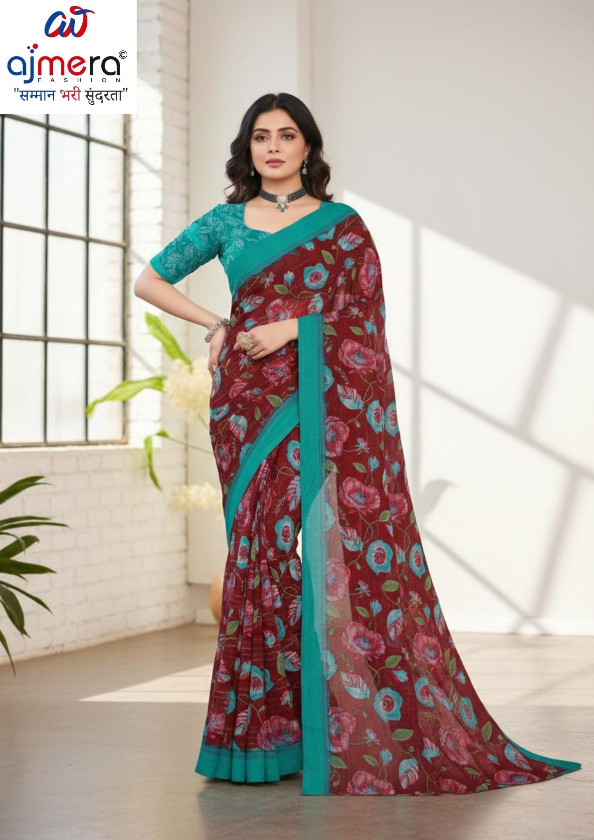Weightless Fancy Print Loose Saree with Blouse for Premium Ethnic and Traditional Wear | ARK-MAUSAM