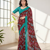 Weightless Fancy Print Loose Saree with Blouse for Premium Ethnic and Traditional Wear | ARK-MAUSAM
