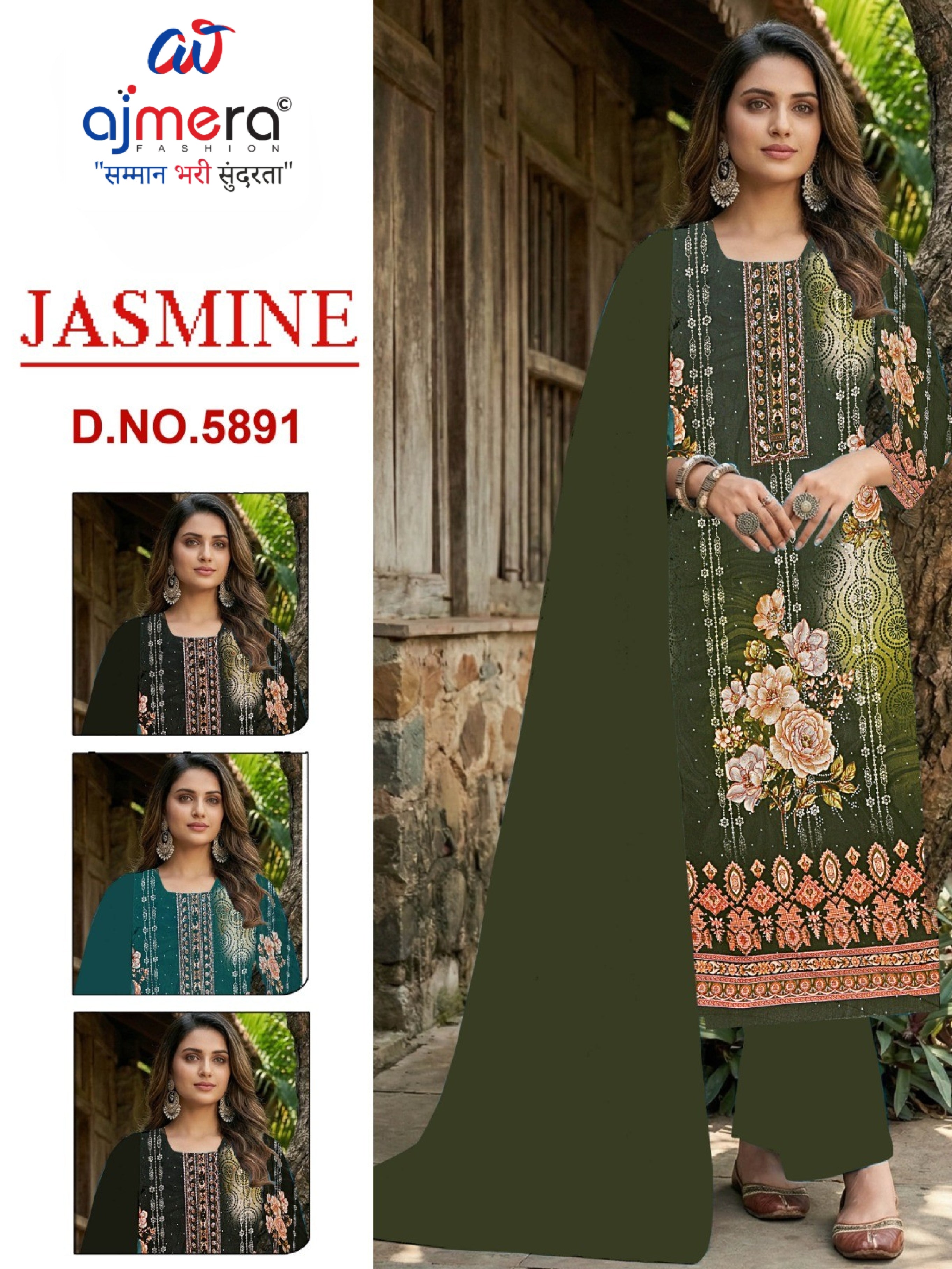 Premium Cotton Unstitched Suit Set | RAI-JASMINE-5891