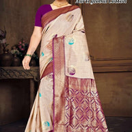 Elegant Jacquard Silk Saree with Designer Blouse Piece for Festive Elegance | TUL-AARTI GLOBAL COTTON