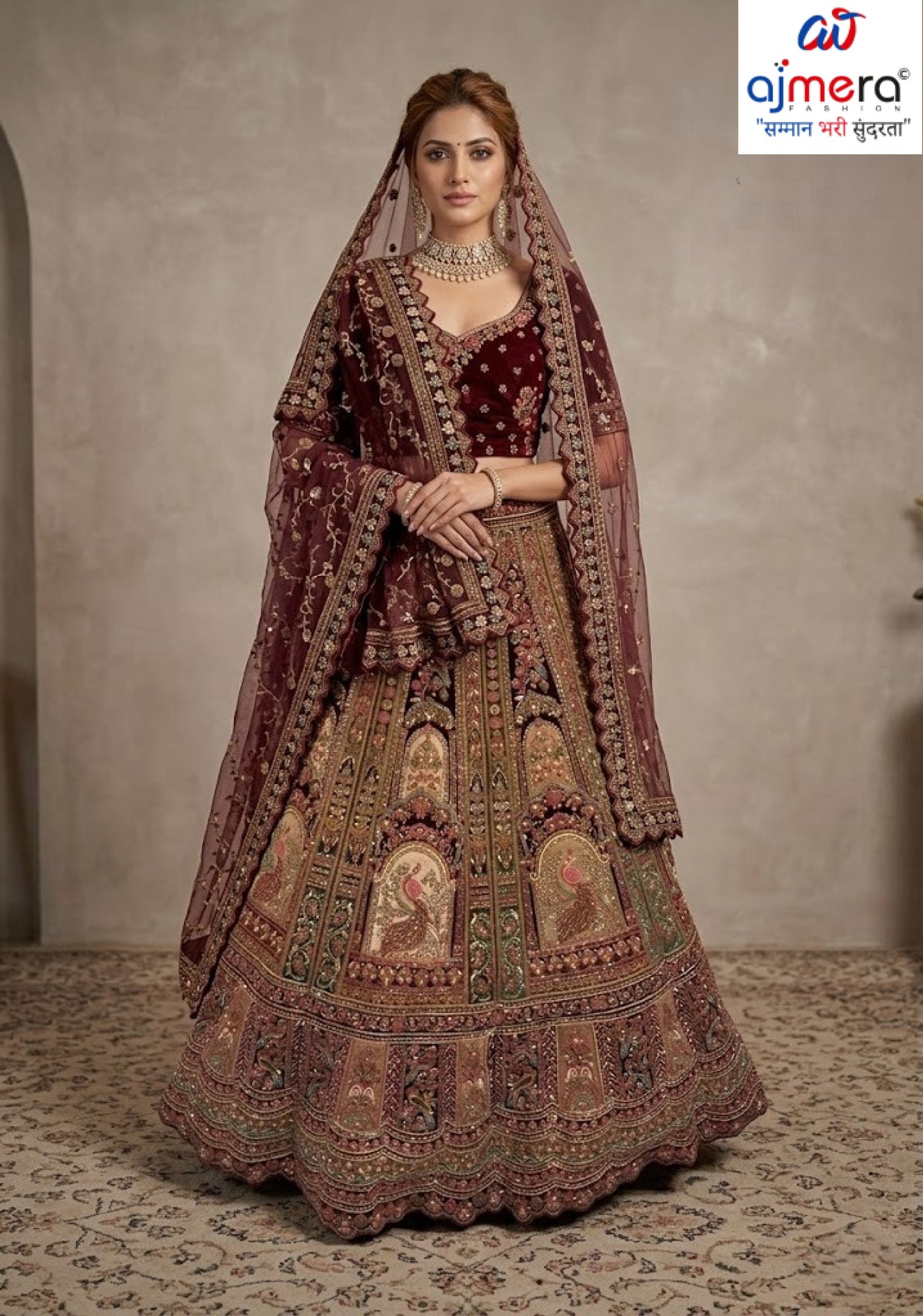 Best Velvet Embroidery Lehenga Manufacturer in India | VCE-HUM-47B
