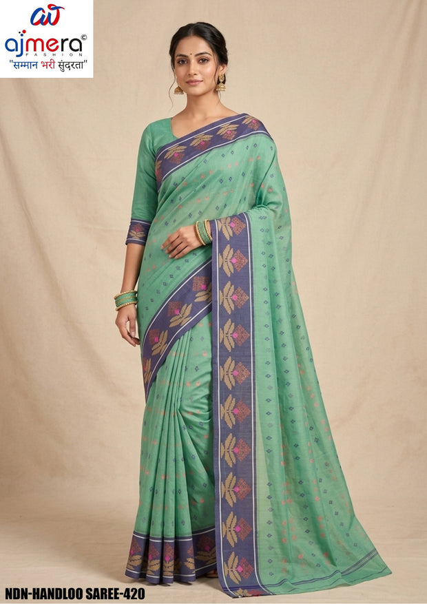 Handloom Cotton Saree with Without Blouse for Premium Ethnic and Traditional Wear | NDN-HANDLOOM SAREE-420