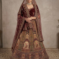Best Velvet Embroidery Lehenga Manufacturer in India | VCE-HUM-47B