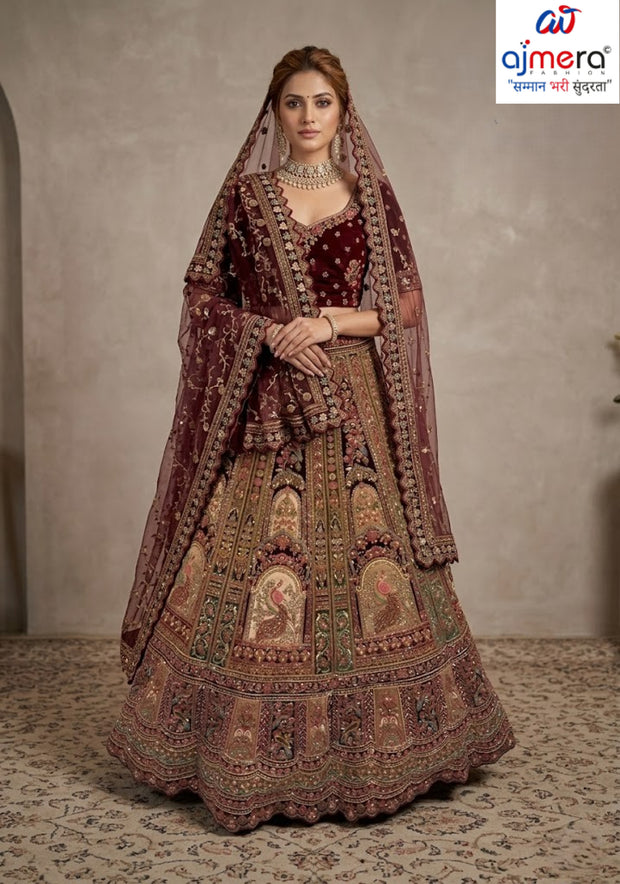 Best Velvet Embroidery Lehenga Manufacturer in India | VCE-HUM-47B
