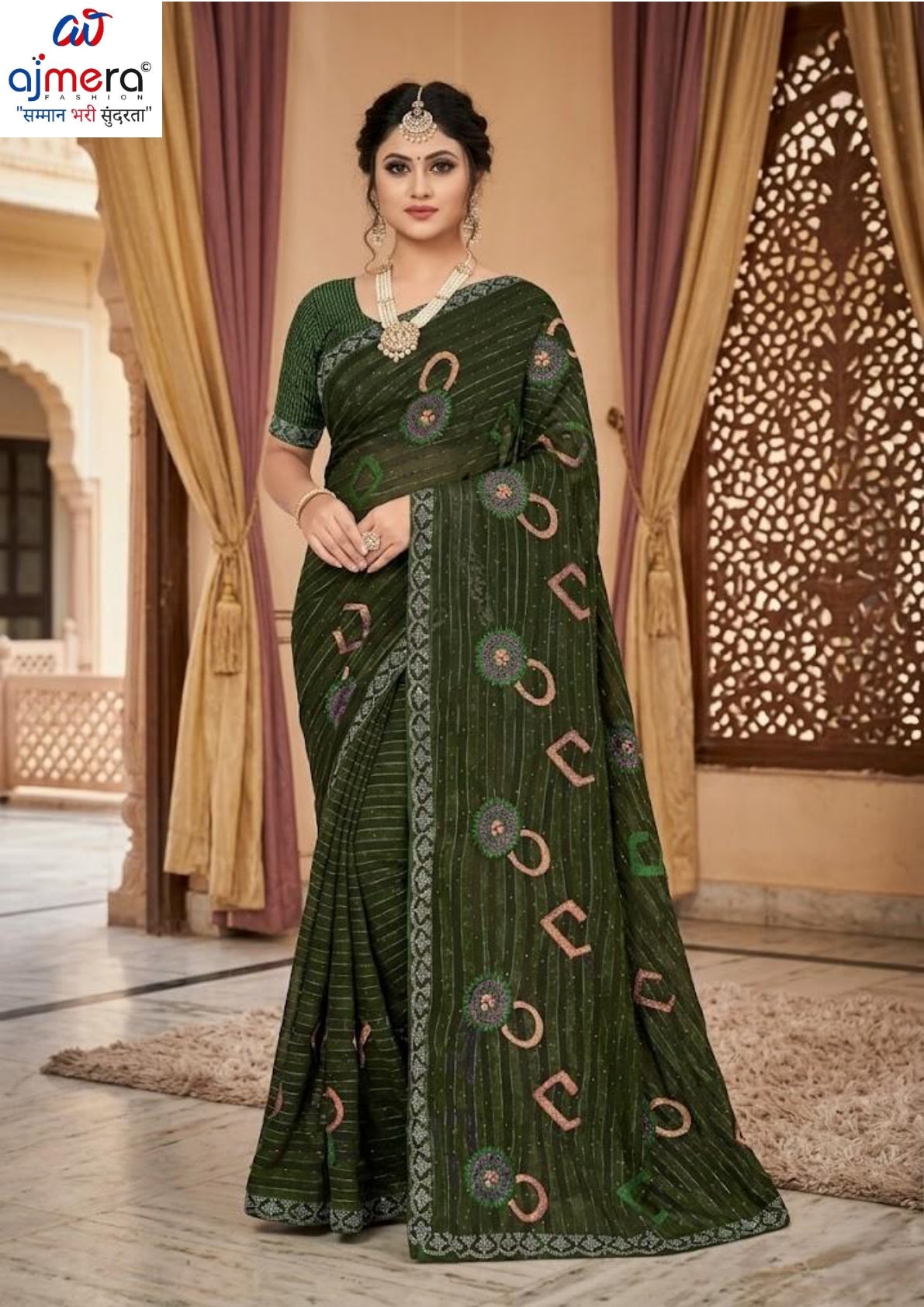 Dyed Matching Saree Wholesale with Blouse Piece for Premium Ethnic and Traditional Wear | VKM-AJMER