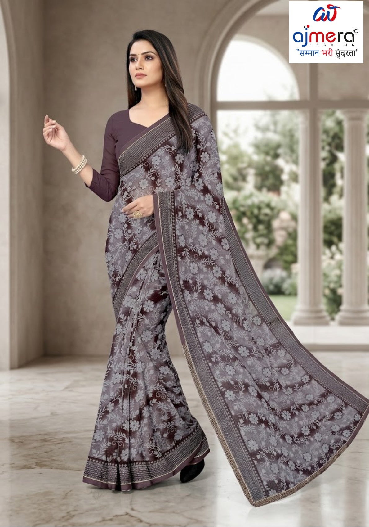 Zomato Print Loose Saree with Blouse for Premium Ethnic and Traditional Wear | CAS-GALAXY