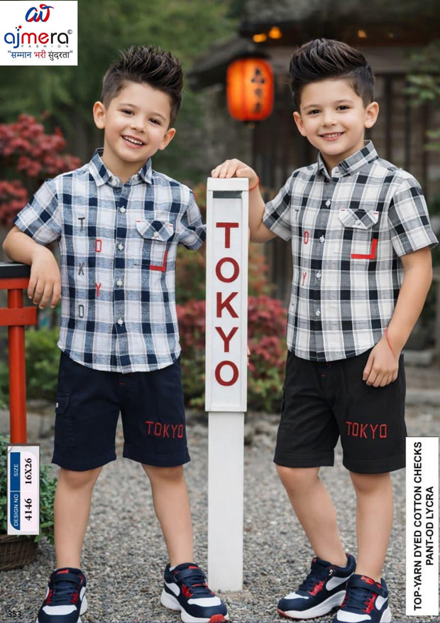 Wholesale Boys Half Shirt Half Pant Set | TBA-4146