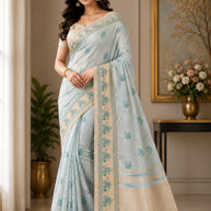 Apricot Linen Saree with Blouse for Premium Ethnic and Festive Wear | ALL-APRICOT-116