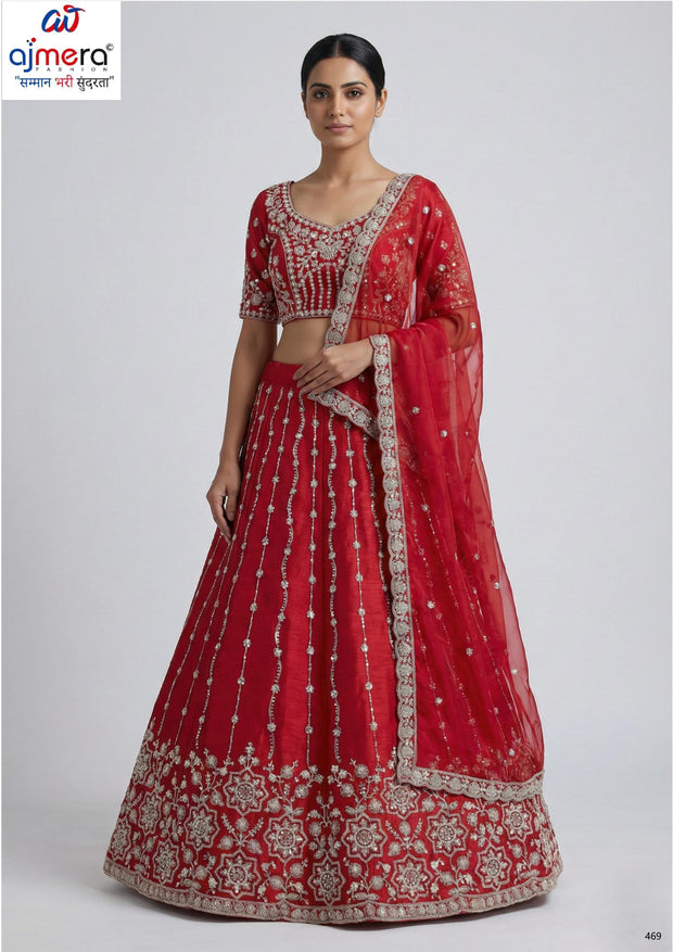 Fancy Satin Embroidery Lehenga Choli Manufacturer Supplier Exporter|AKD-ANUSKA-5075