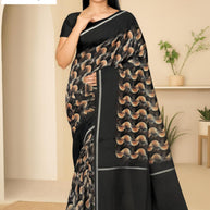 Bright Moss Print Loose Saree with Blouse for Premium Ethnic and Traditional Wear | BMS-PRICE DROP