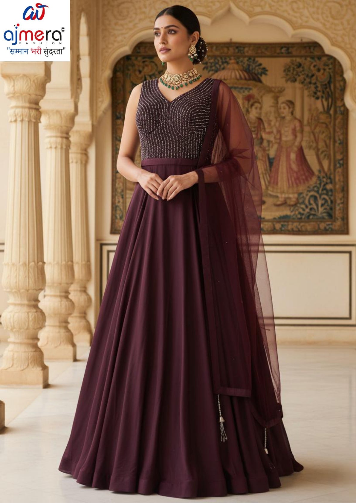 Designer Satin Gown for Women | CRY-6191