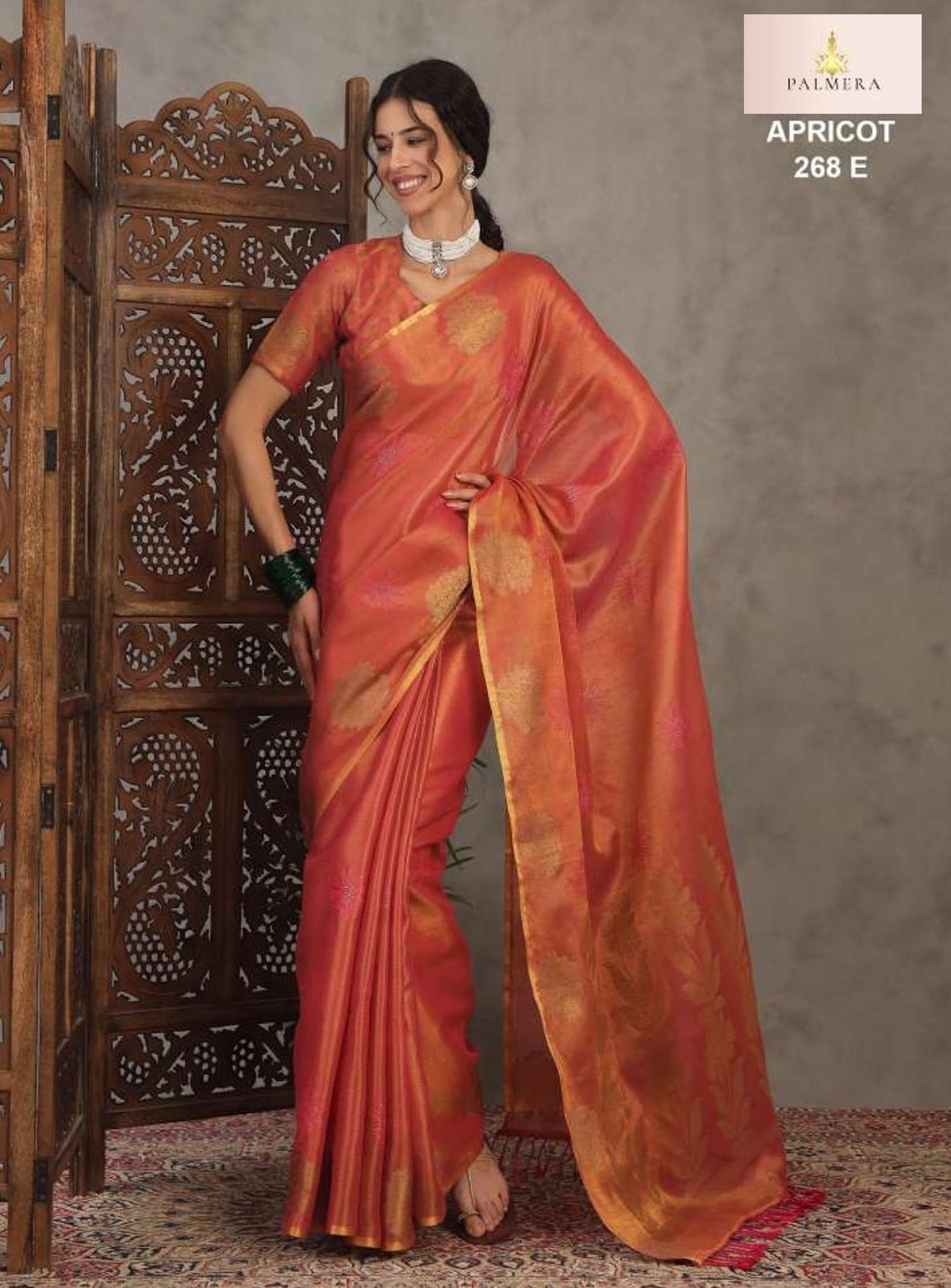 Apricot Linen Saree with Blouse for Premium Ethnic and Festive Wear | ALL-APRICOT-268