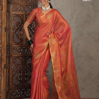 Apricot Linen Saree with Blouse for Premium Ethnic and Festive Wear | ALL-APRICOT-268