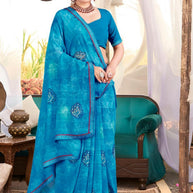 Elegant Printed Saree with Designer Blouse Piece for Festive Wear | PRM-SONA GIRL