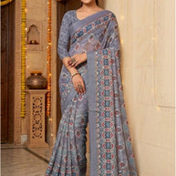 Fashionable Printed Saree with Blouse Piece for Festive Collection  | SSR-AMEESA