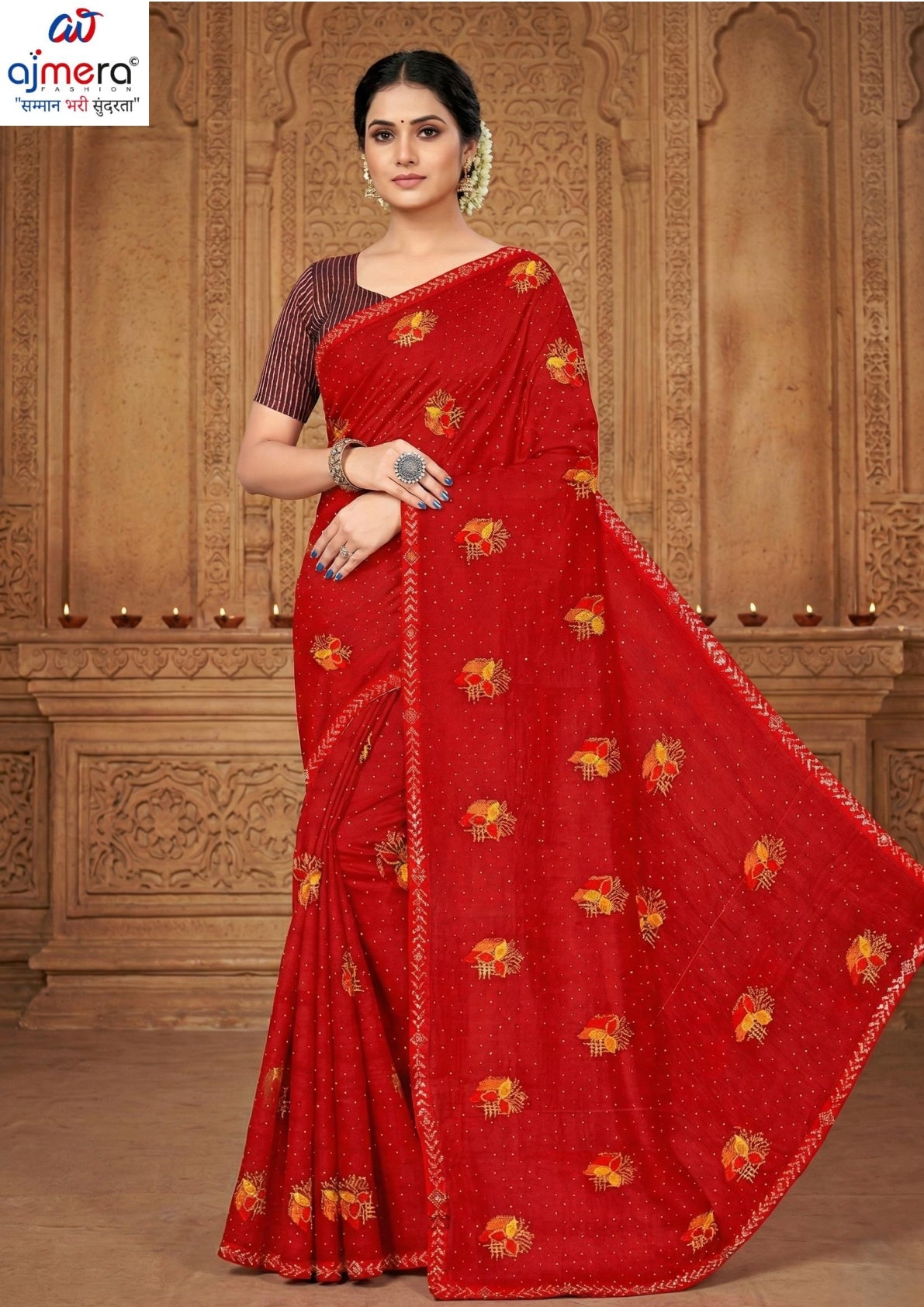 Dyed Matching Saree Wholesaler with Blouse Piece for Premium Ethnic and Traditional Wear | VKM-SUJATA