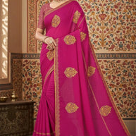 Premium Dyed Matching Saree with Blouse Piece for Premium Ethnic and Traditional Wear | VKM-LOVE GURU