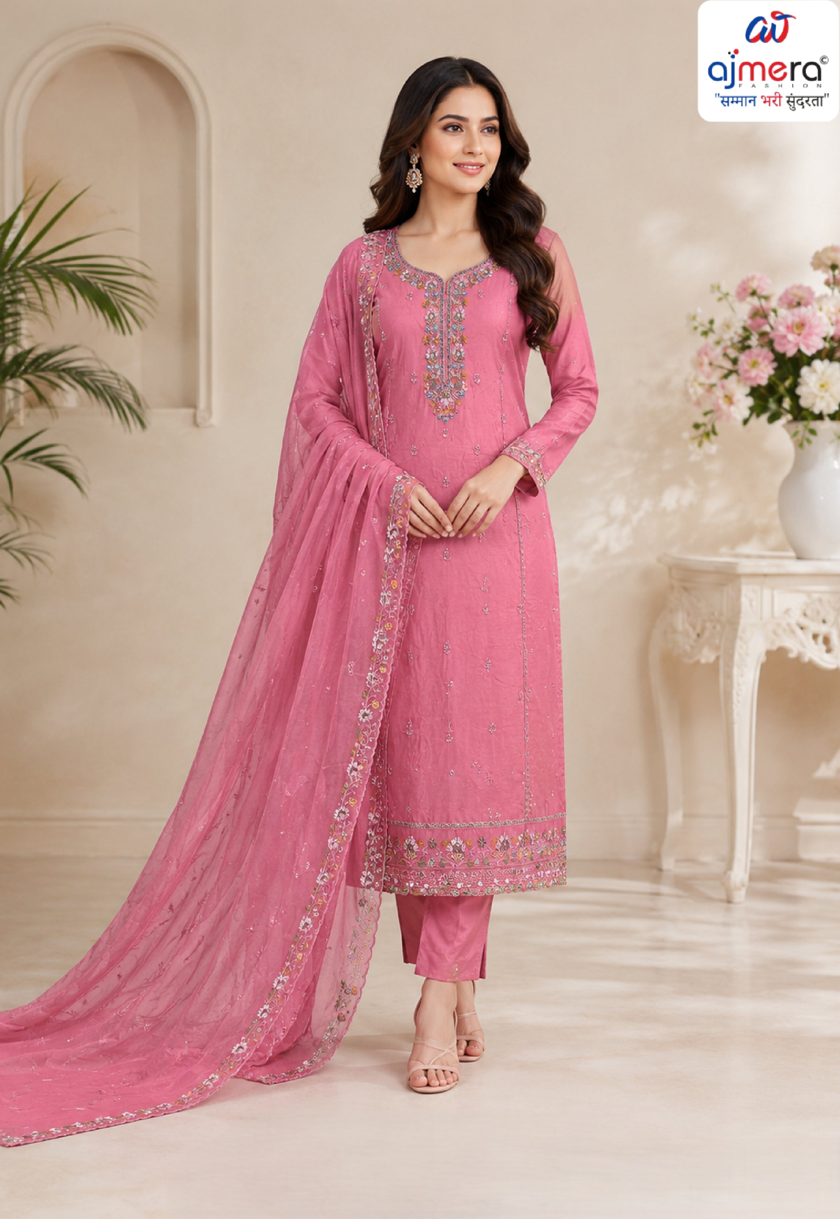 Designer Glass Organza Unstitched Suit | VAA-TENDER