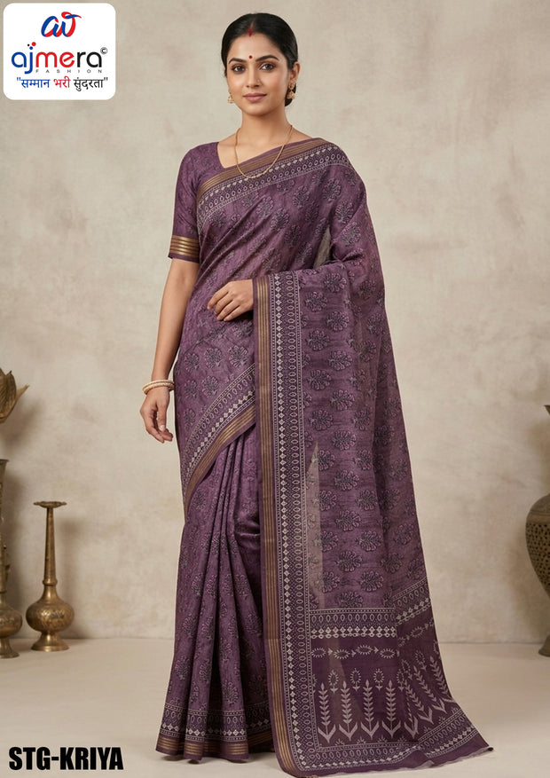 Digital Print Silk Saree with Blouse Piece for Premium Ethnic and Traditional Wear | STG-KRIYA