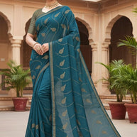 Chinon Dyed Matching Saree with Blouse Piece for Premium Ethnic and Traditional Wear | VKM-GOBHI