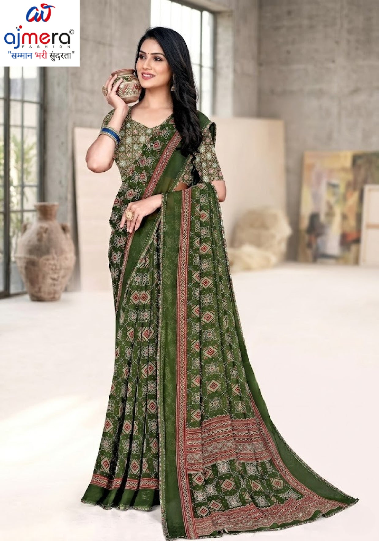 Designer Printed Saree with Blouse Piece for Special Occasions | VDT-DISCO-5