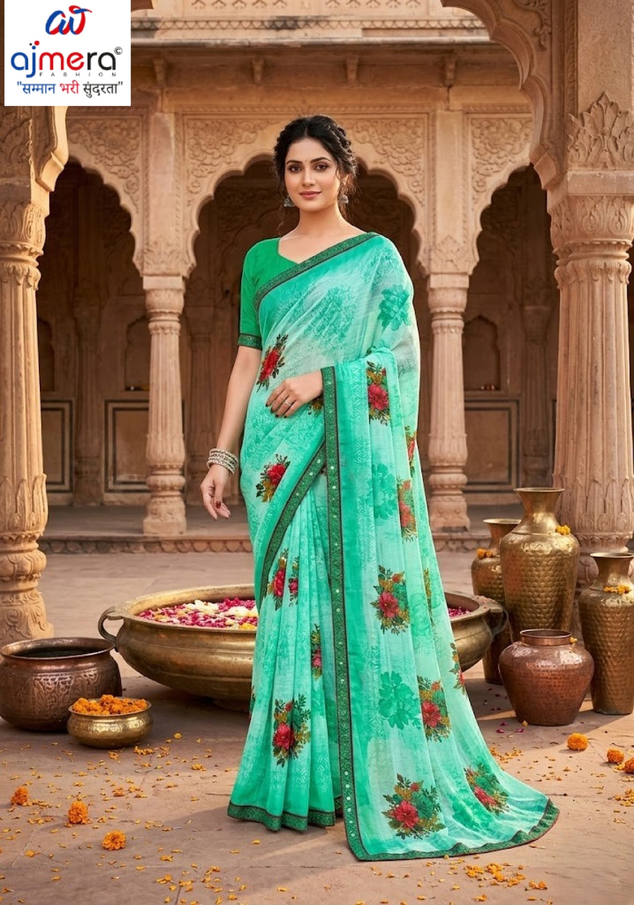 Trendy Printed Saree with Blouse Piece for Women’s Ethnic Wardrobe | PRM-PINK GIRL