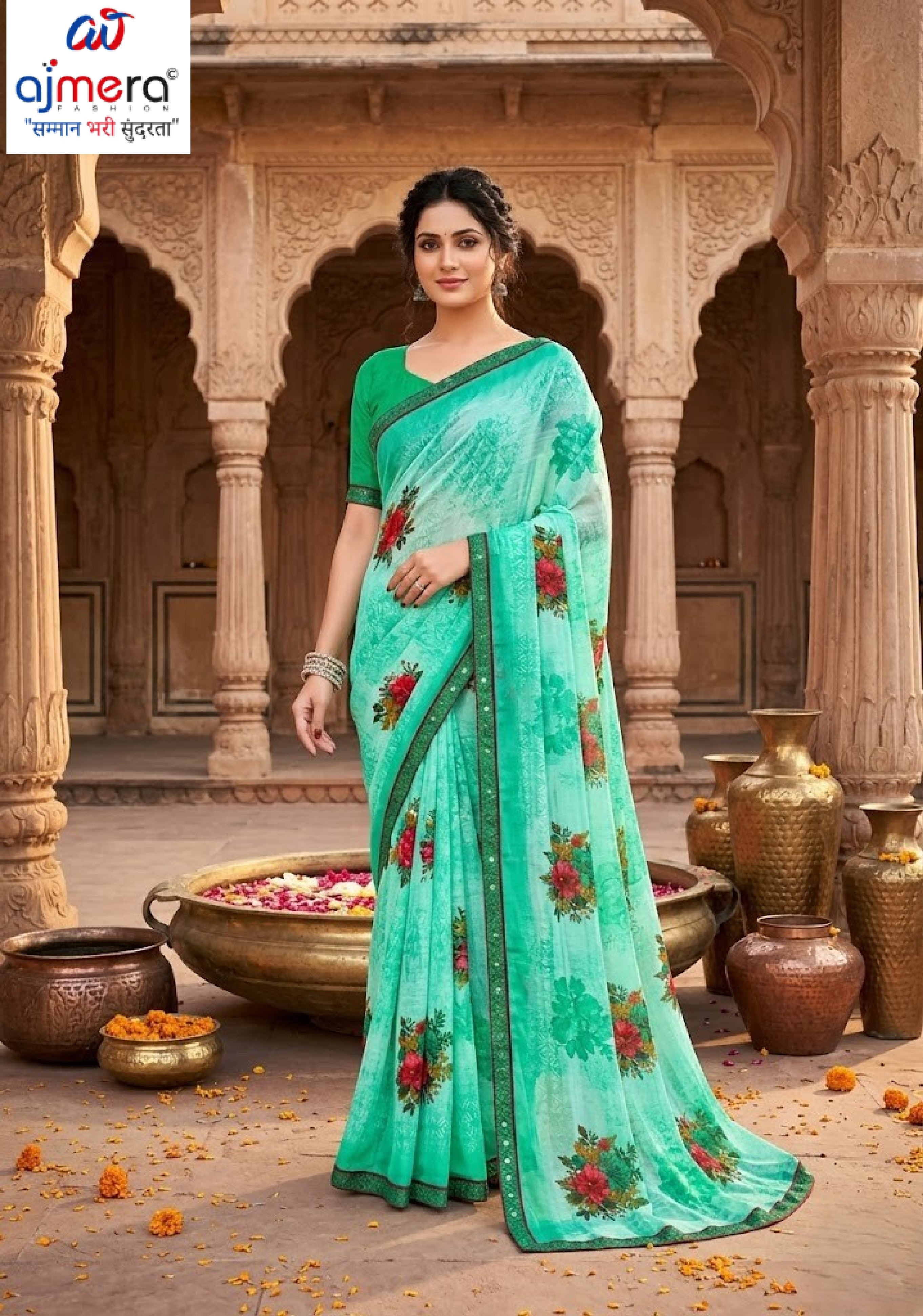Trendy Printed Saree with Blouse Piece for Women’s Ethnic Wardrobe | PRM-PINK GIRL