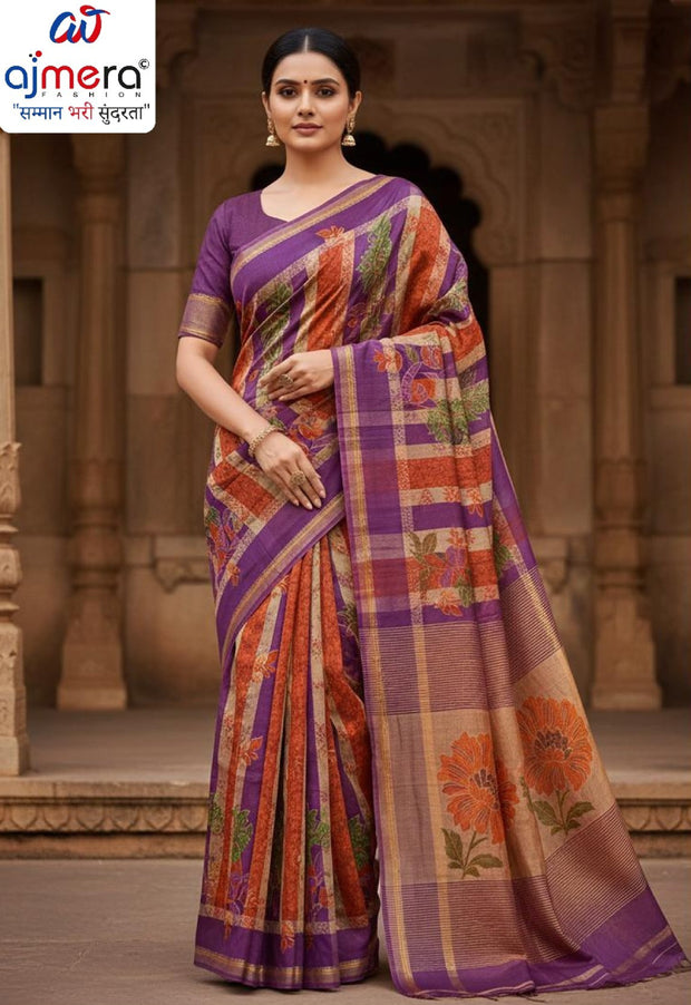 Fancy Cotton Saree with Without Blouse for Premium Ethnic and Traditional Wear | NTE-CADBURY