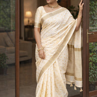 Apricot Khadi Saree with Blouse for Premium Ethnic and Designer Wear | ALL-APRICOT-47
