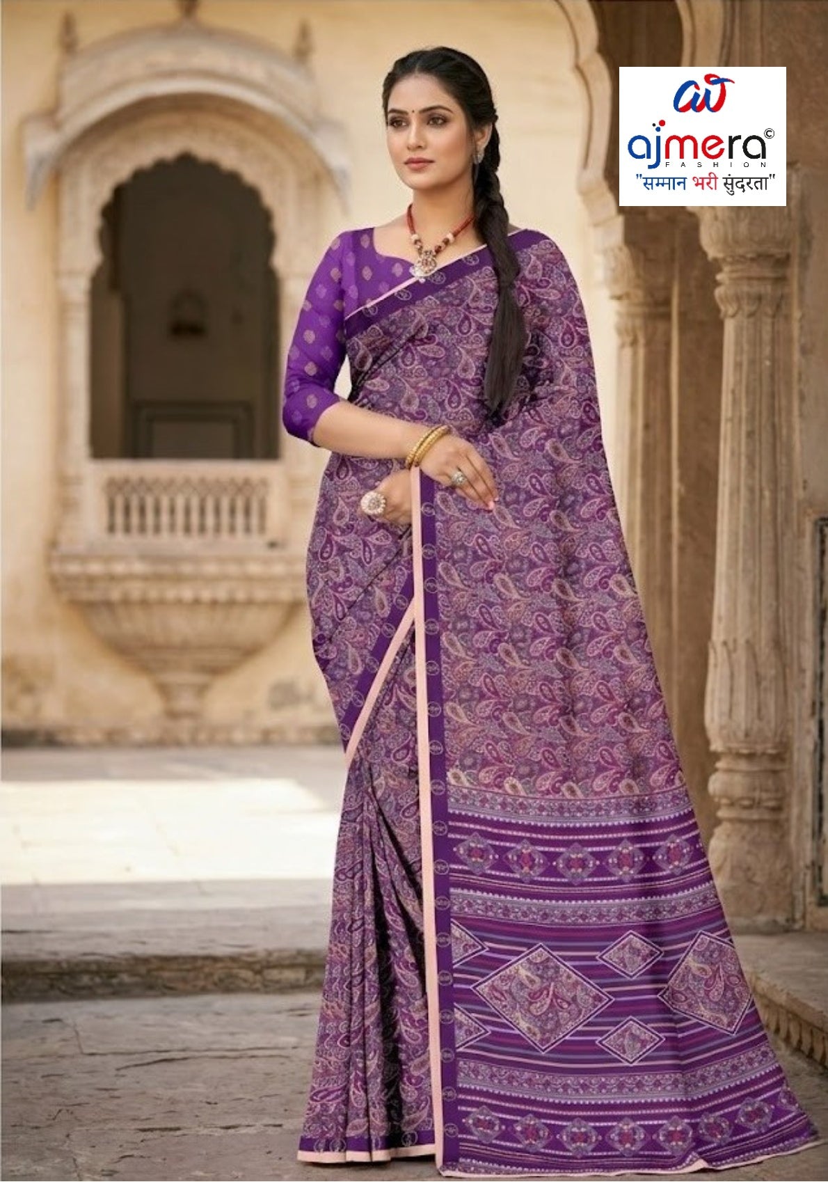 Elegant Printed Saree with Designer Blouse Piece for Festive Wear  | GLC-SILVER GOLD