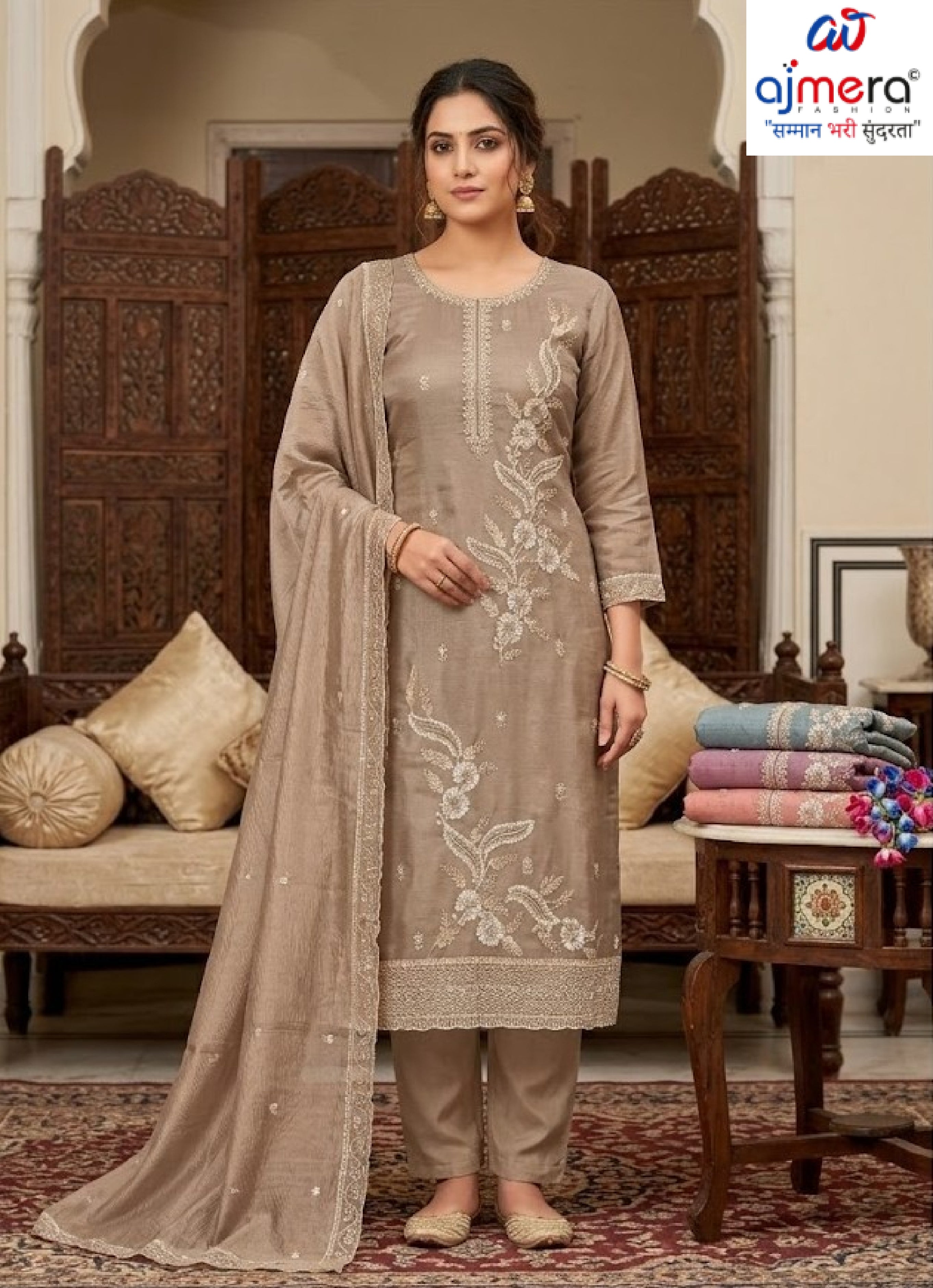 Premium Designer Semi-Stitched Suit Set | JPF-8117