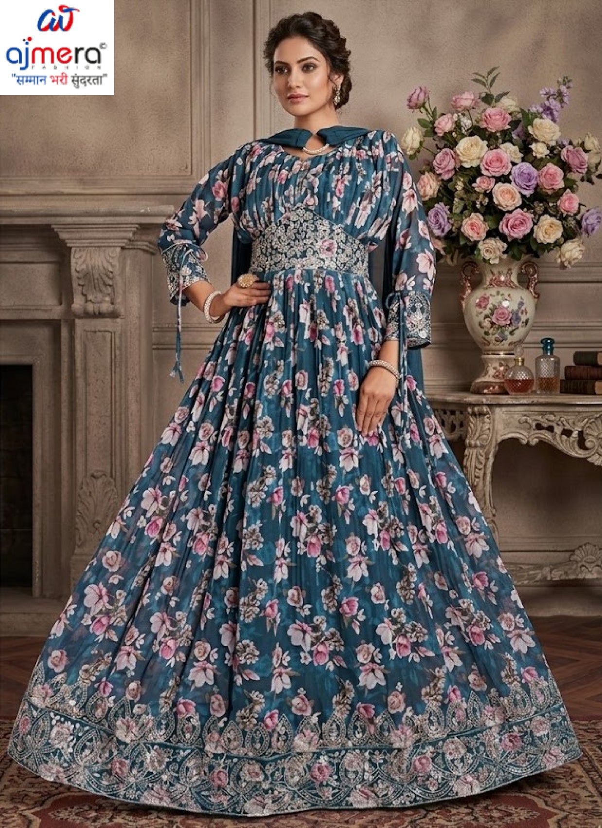 Elegant Printed Designer Party Wear Gown for Women | SHP-5762