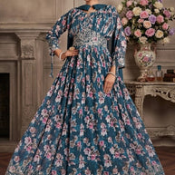 Elegant Printed Designer Party Wear Gown for Women | SHP-5762