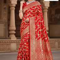 Premium Jacquard Silk Saree with Matching Blouse Piece for Ethnic Celebrations | MTE-25109