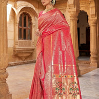 Luxury Jacquard Silk Saree with Blouse Piece for Wedding & Party Wear | RAL-PATANJALI