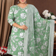 Designer Cotton Kurti Set for Women | JNF-COTTON HANDWORK 3PCS