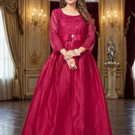 Elegant Taffeta Silk Designer Party Wear Gown for Women | OSC-676