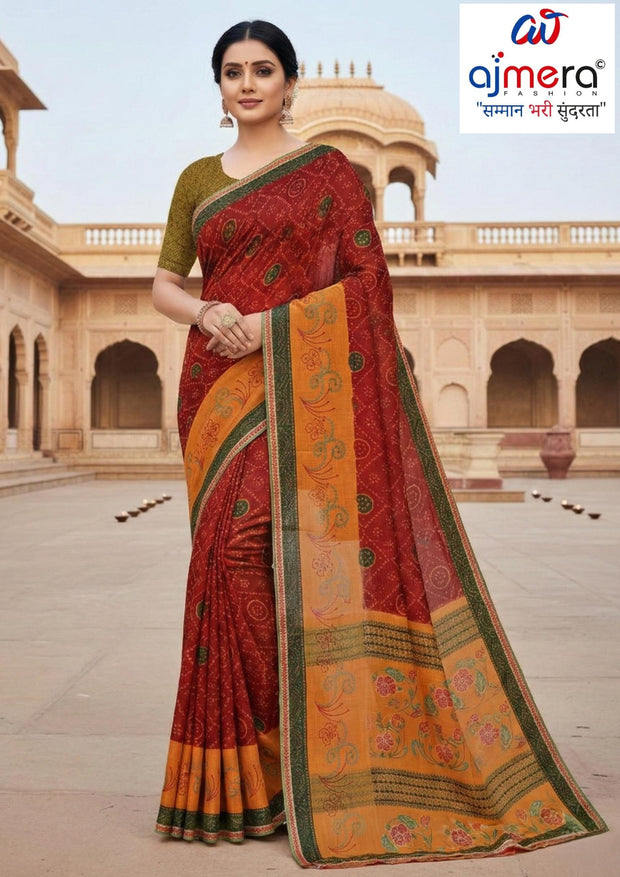 Cotton Saree with Without Blouse for Premium Ethnic and Traditional Wear | ASS-SURYA DEEP