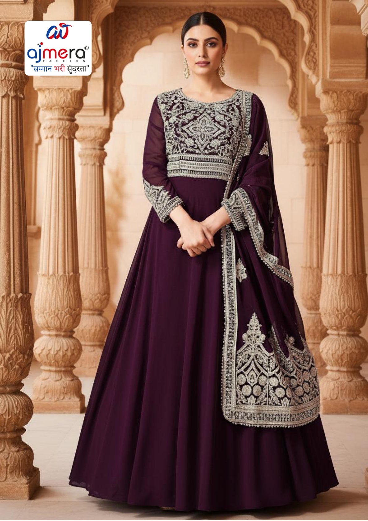 Elegant Georgette Designer Party Wear Gown for Women | MOE-8065-L