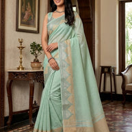 Apricot Linen Saree with Blouse for Premium Ethnic and Casual Wear | ALL-APRICOT-134